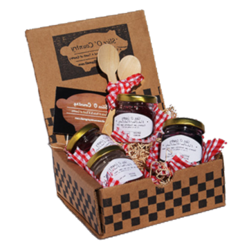 Jars of jam and pickles.