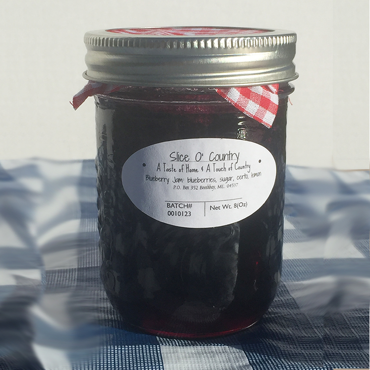 Jar of wild Maine blueberry jam.