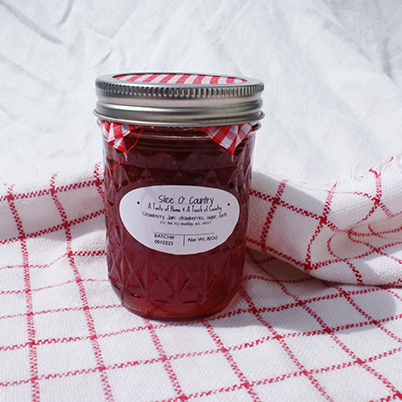 Jar of farm fresh stawberry jam.